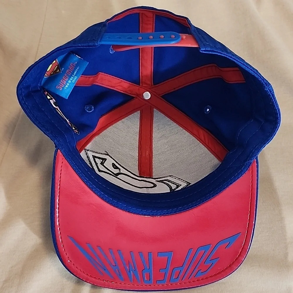 DC Comics Snapback Visor Cap Flatbill Off-Set Logo Original Blue OS